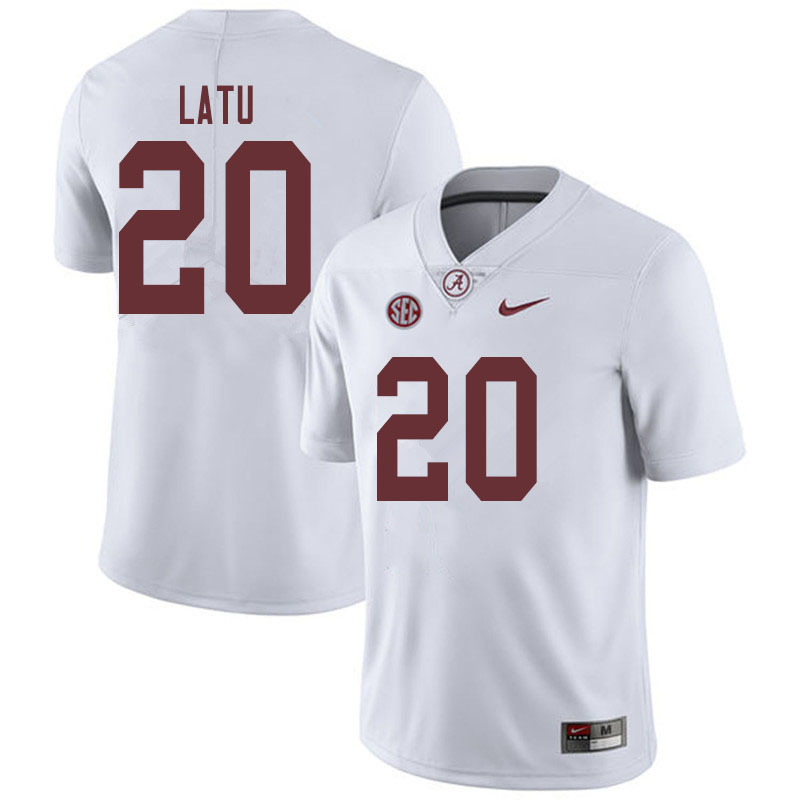 Men #20 Cameron Latu Alabama Crimson Tide College Football Jerseys Sale-White